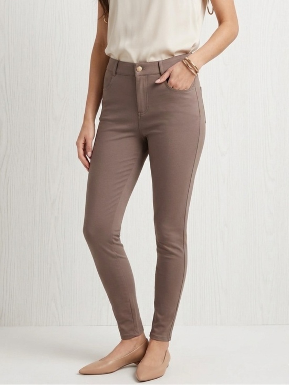 NWT Gorgeous TRUTH Ash Browm High Waisted Zip Up Jeggins Sz 4